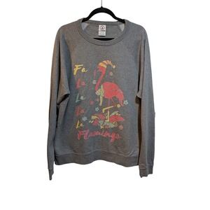 Ugly Christmas Sweatshirt Holiday Gray Pink Flamingo Fa La La Flamingos Fun 2XL